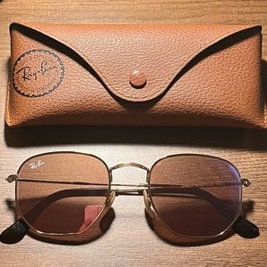 Ray ban Rose Gold Hexagonal Flat Sunglasses (not polarized) LIGHLY USED